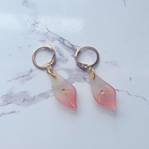 Handmade gold accent pink earrings